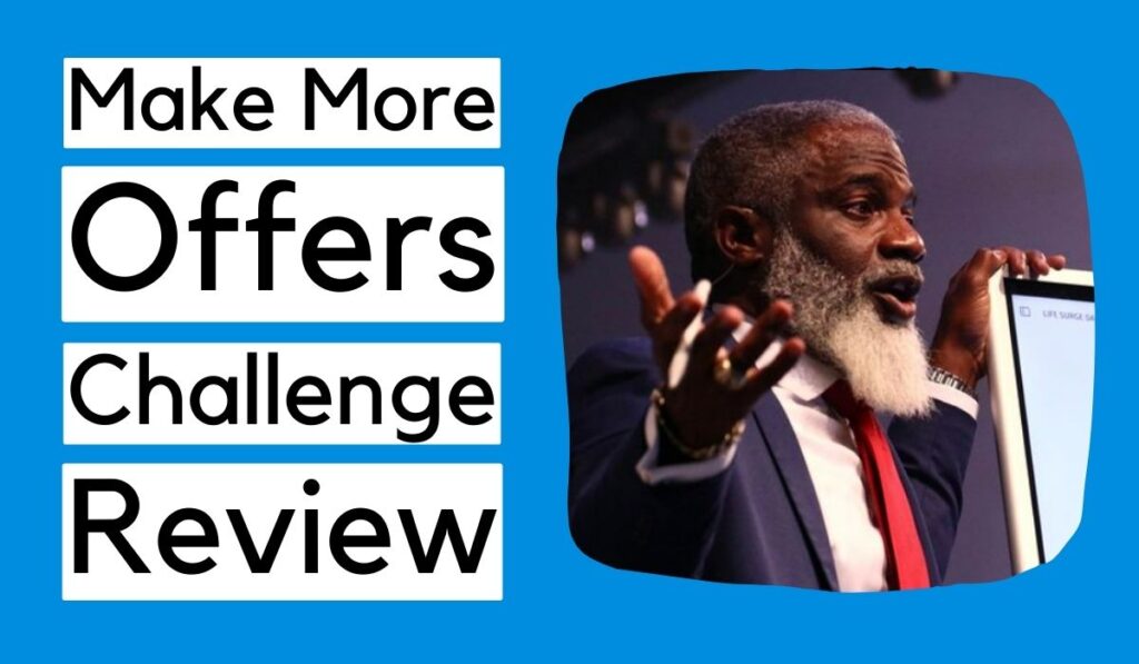 The image contains a text "Make More Offers Challenge Review". On the left, we have the picture of Myron Golden.
