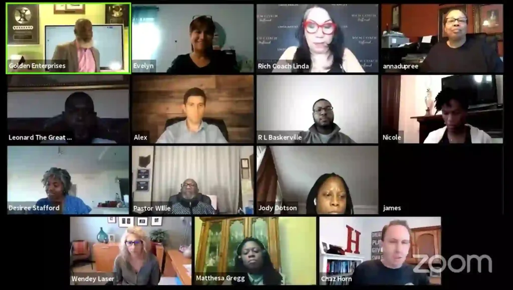 This is the screenshot of the live class where Myron Golden giving lecture during the Make More Offers Challenge