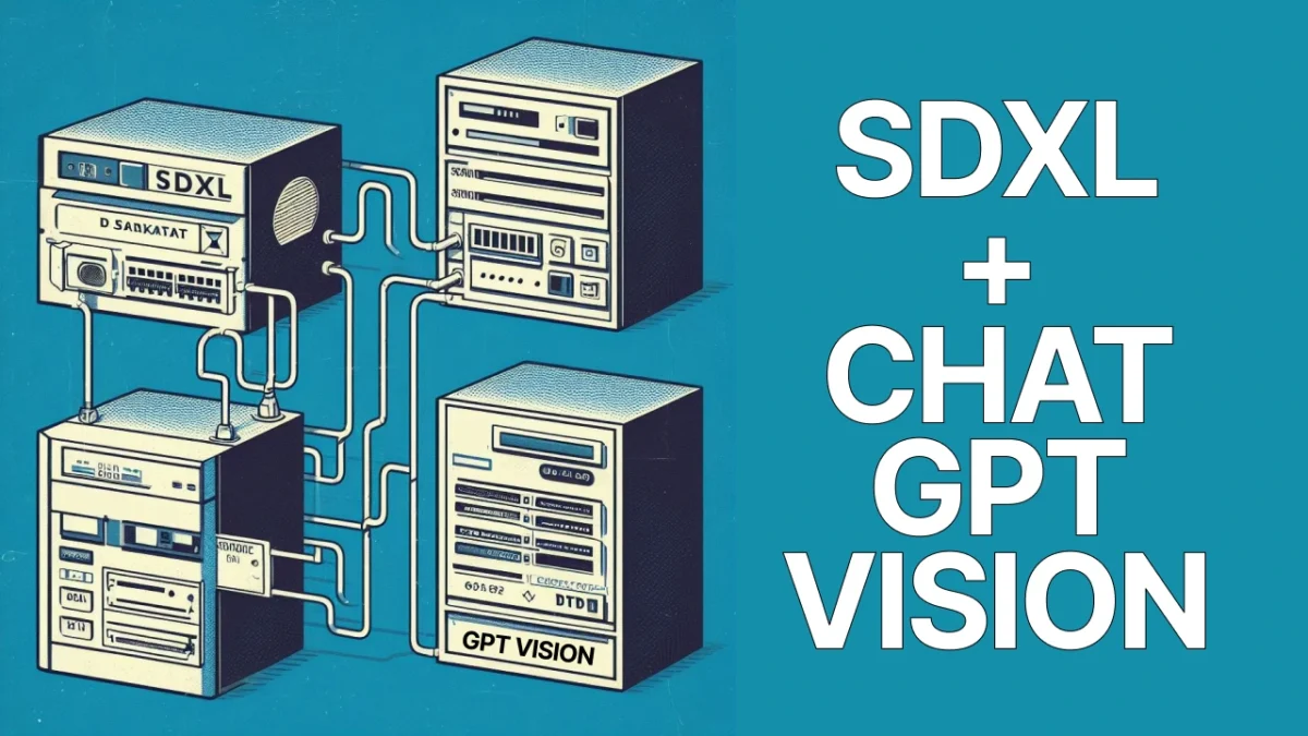 an machine labeled "SDXL" is connected with another machine labeled "GPT-4 Vision".