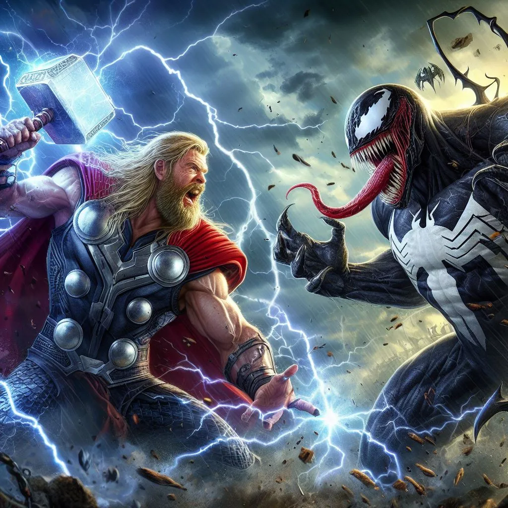 Bing Image Creator generated the image thor vs venom using high quality prompt